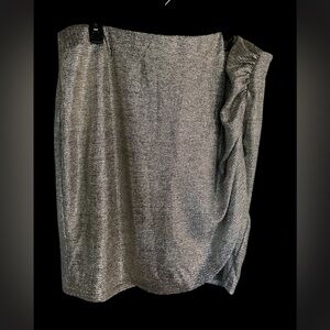torrid Metallic Silver Pencil Skirt with Draped Detail